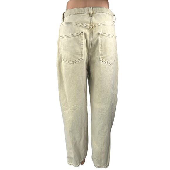 Free People White Cream Straight Wide Leg High Waist Baggy Denim Jeans Pants 29 - Picture 3 of 5